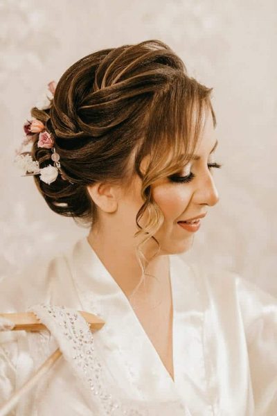 hairstyling of bride with accessories